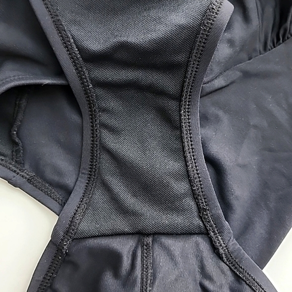 Women's Black One Piece Swimsuit Gold Button Feature Front Rusched Size S/M - Picture 11 of 15